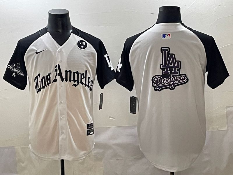 Men 2025 Los Angeles Dodgers Blank White black Five generations Joint Name Nike MLB Jersey style 52627->los angeles dodgers->MLB Jersey